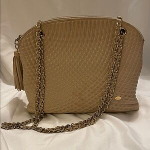 Bally Elegant Tan Quilted Chain Shoulder Bag